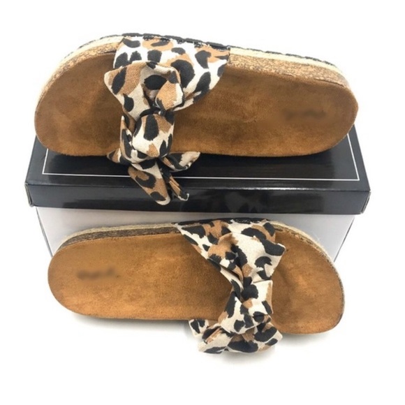 Qupid Shoes | Hp Leopard Bow Slides | Poshmark